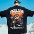 Summer Large Size Loose T shirt For Men Half Sleeves Trendy Printing Round Neck Pullover Tops For Couple G108 white XL