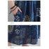 Summer Large Size Loose Cotton Linen Dress For Women Short Sleeves Round Neck Large Swing Long Skirt blue one size