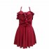 Summer Large Size One piece Swimwear Women Slim Fit Conservative Belly covering Solid Color Ruffled Swimsuit 9138 yellow one size