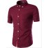 Summer Male Casual Short sleeve Shirt Solid Colour Tops Gift white L