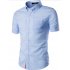 Summer Male Casual Short sleeve Shirt Solid Colour Tops Gift black L