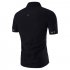 Summer Male Casual Short sleeve Shirt Solid Colour Tops Gift black L