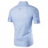 Summer Male Casual Short sleeve Shirt Solid Colour Tops Gift light blue M