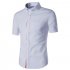 Summer Male Casual Short sleeve Shirt Solid Colour Tops Gift light blue XL