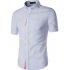 Summer Male Casual Short sleeve Shirt Solid Colour Tops Gift dark blue XL