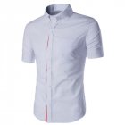 Summer Male Casual Short sleeve Shirt Solid Colour Tops Gift white XXL