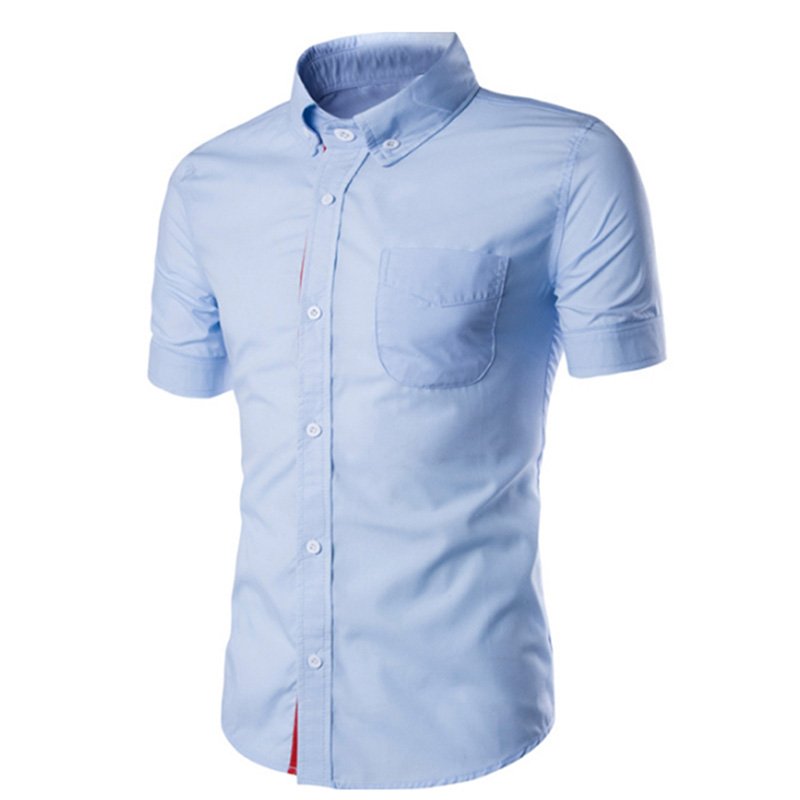 Summer Casual Short-sleeve Shirt blue XL