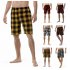 Summer Men Beach Shorts Cotton Plaid Sleepwear Lounge Shorts Loose Breathable Sleep Bottoms 6 S