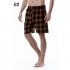 Summer Men Beach Shorts Cotton Plaid Sleepwear Lounge Shorts Loose Breathable Sleep Bottoms 6 S