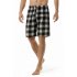 Summer Men Beach Shorts Cotton Plaid Sleepwear Lounge Shorts Loose Breathable Sleep Bottoms 6 S