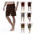 Summer Men Beach Shorts Cotton Plaid Sleepwear Lounge Shorts Loose Breathable Sleep Bottoms 6 S