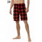 Summer Men Beach Shorts Cotton Plaid Sleepwear Lounge Shorts Loose Breathable Sleep Bottoms 2 M