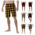 Summer Men Beach Shorts Cotton Plaid Sleepwear Lounge Shorts Loose Breathable Sleep Bottoms 3 M