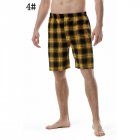 Summer Men Beach Shorts Cotton Plaid Sleepwear Lounge Shorts Loose Breathable Sleep Bottoms 4 S