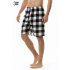 Summer Men Beach Shorts Cotton Plaid Sleepwear Lounge Shorts Loose Breathable Sleep Bottoms 4 S