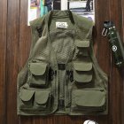 Summer Men Cargo Vest Trendy Stand Collar Waistcoat With Multi-pocket For Outdoor Photography Fishing Hiking army green XXL