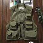 Summer Men Cargo Vest Trendy Stand Collar Waistcoat With Multi-pocket For Outdoor Photography Fishing Hiking army green XXXL