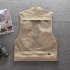 Summer Men Cargo Vest Trendy Stand Collar Waistcoat With Multi pocket For Outdoor Photography Fishing Hiking beige XXXL