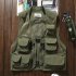 Summer Men Cargo Vest Trendy Stand Collar Waistcoat With Multi pocket For Outdoor Photography Fishing Hiking red L