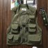 Summer Men Cargo Vest Trendy Stand Collar Waistcoat With Multi pocket For Outdoor Photography Fishing Hiking army green M