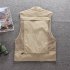 Summer Men Cargo Vest Trendy Stand Collar Waistcoat With Multi pocket For Outdoor Photography Fishing Hiking army green M