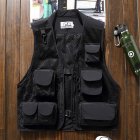 Summer Men Cargo Vest Trendy Stand Collar Waistcoat With Multi-pocket For Outdoor Photography Fishing Hiking black M