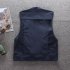 Summer Men Cargo Vest Trendy Stand Collar Waistcoat With Multi pocket For Outdoor Photography Fishing Hiking black M