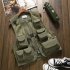 Summer Men Cargo Vest Trendy Stand Collar Waistcoat With Multi pocket For Outdoor Photography Fishing Hiking black M