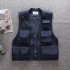 Summer Men Cargo Vest Trendy Stand Collar Waistcoat With Multi pocket For Outdoor Photography Fishing Hiking black XL