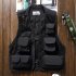 Summer Men Cargo Vest Trendy Stand Collar Waistcoat With Multi pocket For Outdoor Photography Fishing Hiking black XXL