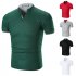 Summer Men Short Sleeves T shirt Fashion Solid Color Stand Collar Casual Cotton Tops red L