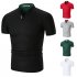 Summer Men Short Sleeves T shirt Fashion Solid Color Stand Collar Casual Cotton Tops red L