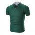 Summer Men Short Sleeves T shirt Fashion Solid Color Stand Collar Casual Cotton Tops red L
