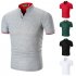 Summer Men Short Sleeves T shirt Fashion Solid Color Stand Collar Casual Cotton Tops red L