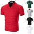 Summer Men Short Sleeves T shirt Fashion Solid Color Stand Collar Casual Cotton Tops red L