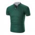 Summer Men Short Sleeves T shirt Fashion Solid Color Stand Collar Casual Cotton Tops red L