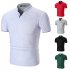 Summer Men Short Sleeves T shirt Fashion Solid Color Stand Collar Casual Cotton Tops black L