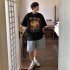 Summer Men Short Sleeves T shirt Retro Printing Round Neck Pullover Tops Casual Loose Large Size Shirt White 3XL