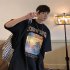 Summer Men Short Sleeves T shirt Retro Printing Round Neck Pullover Tops Casual Loose Large Size Shirt White 3XL
