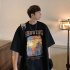 Summer Men Short Sleeves T shirt Retro Printing Round Neck Pullover Tops Casual Loose Large Size Shirt White 3XL