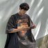 Summer Men Short Sleeves T shirt Retro Printing Round Neck Pullover Tops Casual Loose Large Size Shirt White 3XL