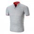 Summer Men Short Sleeves T shirt Fashion Solid Color Stand Collar Casual Cotton Tops grey M