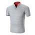 Summer Men Short Sleeves T shirt Fashion Solid Color Stand Collar Casual Cotton Tops grey 3XL