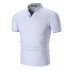 Summer Men Short Sleeves T shirt Fashion Solid Color Stand Collar Casual Cotton Tops White 2XL