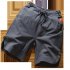 Summer Men Sports Shorts Middle Waist Drawstring Cotton Linen Loose Casual Cropped Pants navy blue L