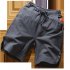 Summer Men Sports Shorts Middle Waist Drawstring Cotton Linen Loose Casual Cropped Pants navy blue L
