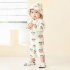 Summer One piece Swimsuit For Baby Girls Boys Cute Printing Long Sleeves Quick drying Sunscreen Swimwear beige peach XL