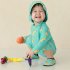 Summer One piece Swimsuit For Baby Girls Boys Cute Printing Long Sleeves Quick drying Sunscreen Swimwear beige peach XL