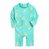 Summer One piece Swimsuit For Baby Girls Boys Cute Printing Long Sleeves Quick drying Sunscreen Swimwear green banana XL