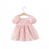 Summer Princess Dress For Girls Short Sleeves Sweet Floral Printing With Bowknot Dress For 0 4 Years Old Kids pink 0 1Y 73CM